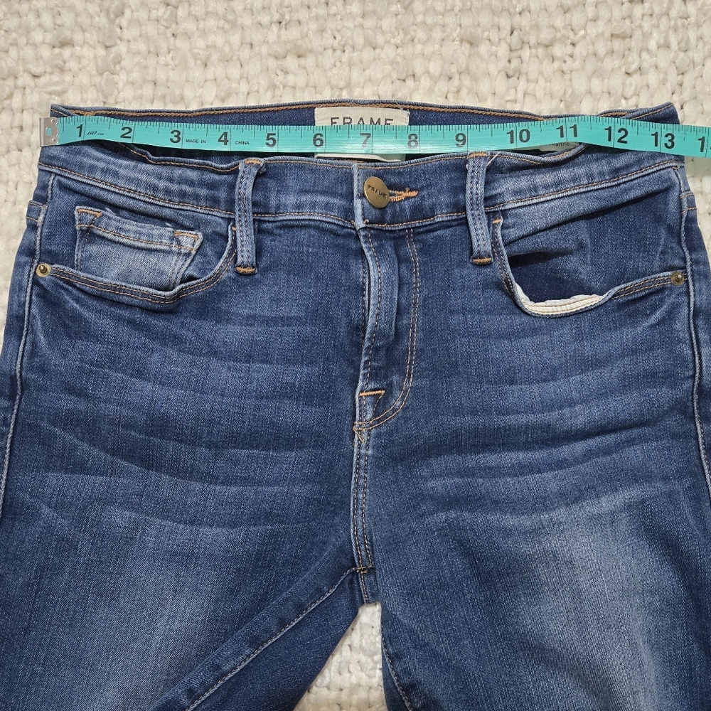 FRAME Denim Le Skinny de Jeanne Jeans Dark Wash Stretch Mid-Rise Skinny Size 28 - Picture 9 of 12